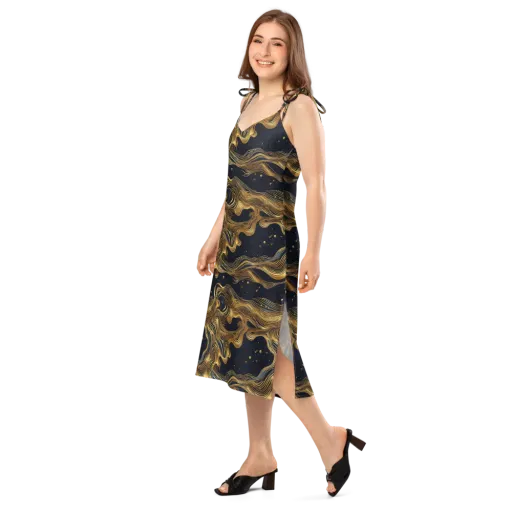Midnight Goldflow on a Slip Dress