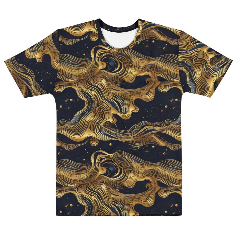 Midnight Goldflow on Men's Cotton Crew Neck T-Shirt — Front