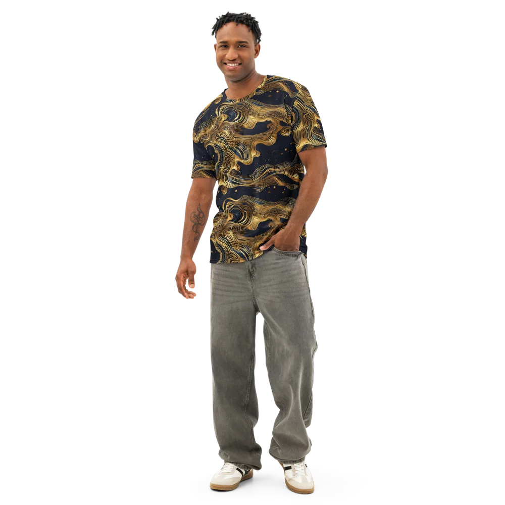 Midnight Goldflow on Men's Cotton Crew Neck T-Shirt — Front