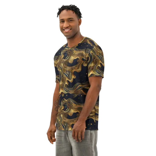 Midnight Goldflow on a Men's Cotton Crew Neck T-Shirt