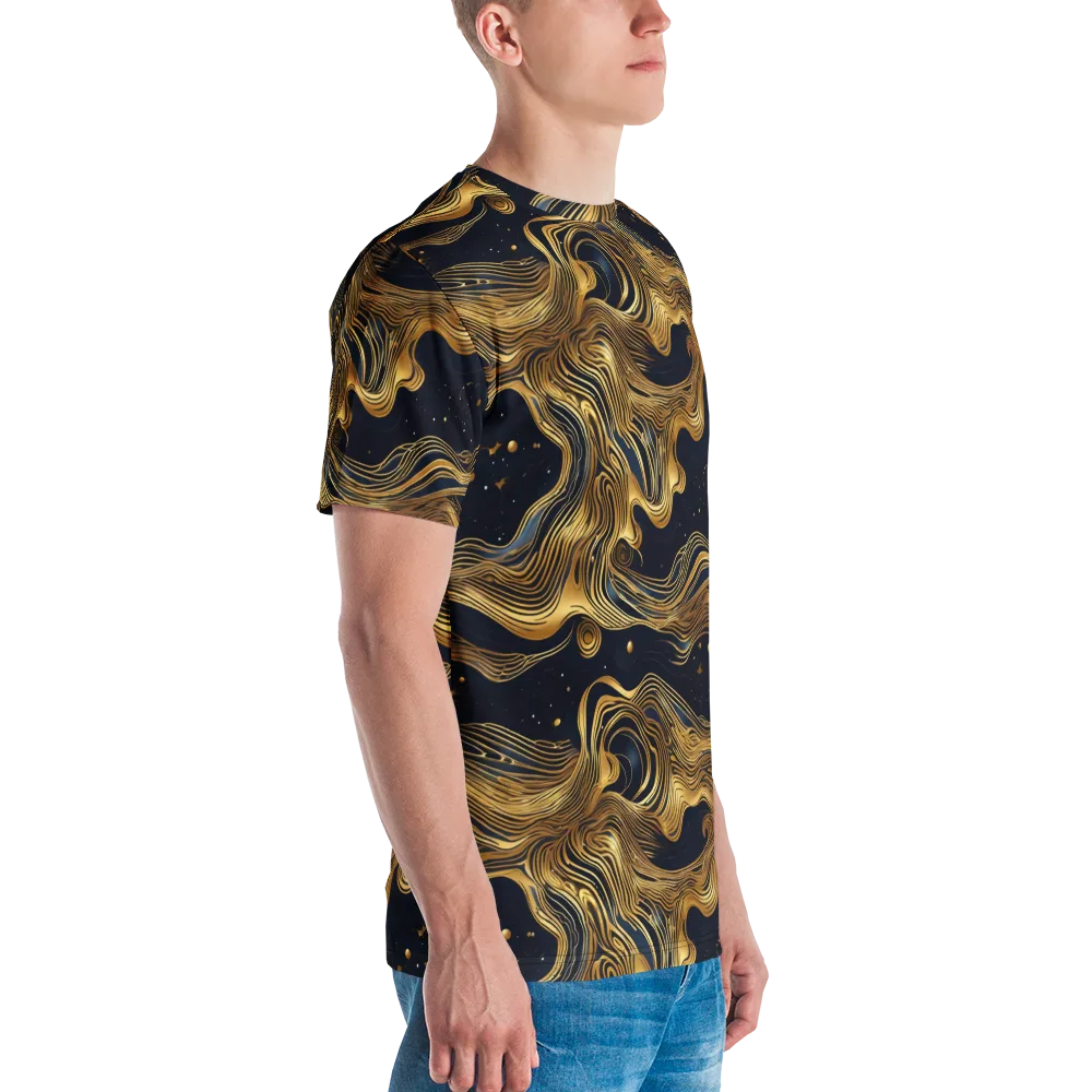 Midnight Goldflow on Men's Crew Neck T-Shirt — Right