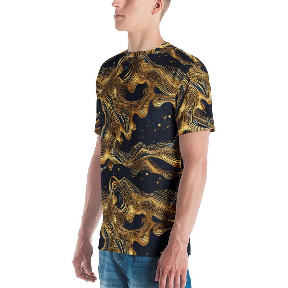 Midnight Goldflow on Men's Crew Neck T-Shirt — Left