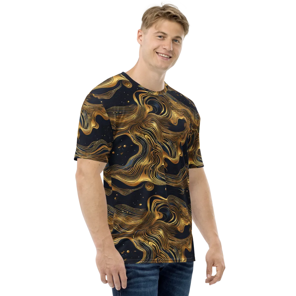 Midnight Goldflow on Men's Crew Neck T-Shirt — Right
