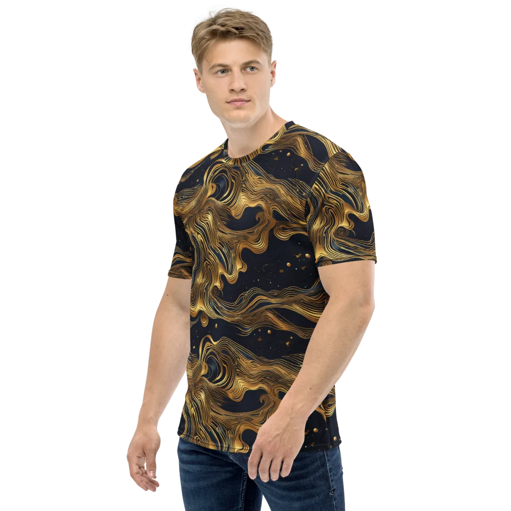 Midnight Goldflow on Men's Crew Neck T-Shirt — Left