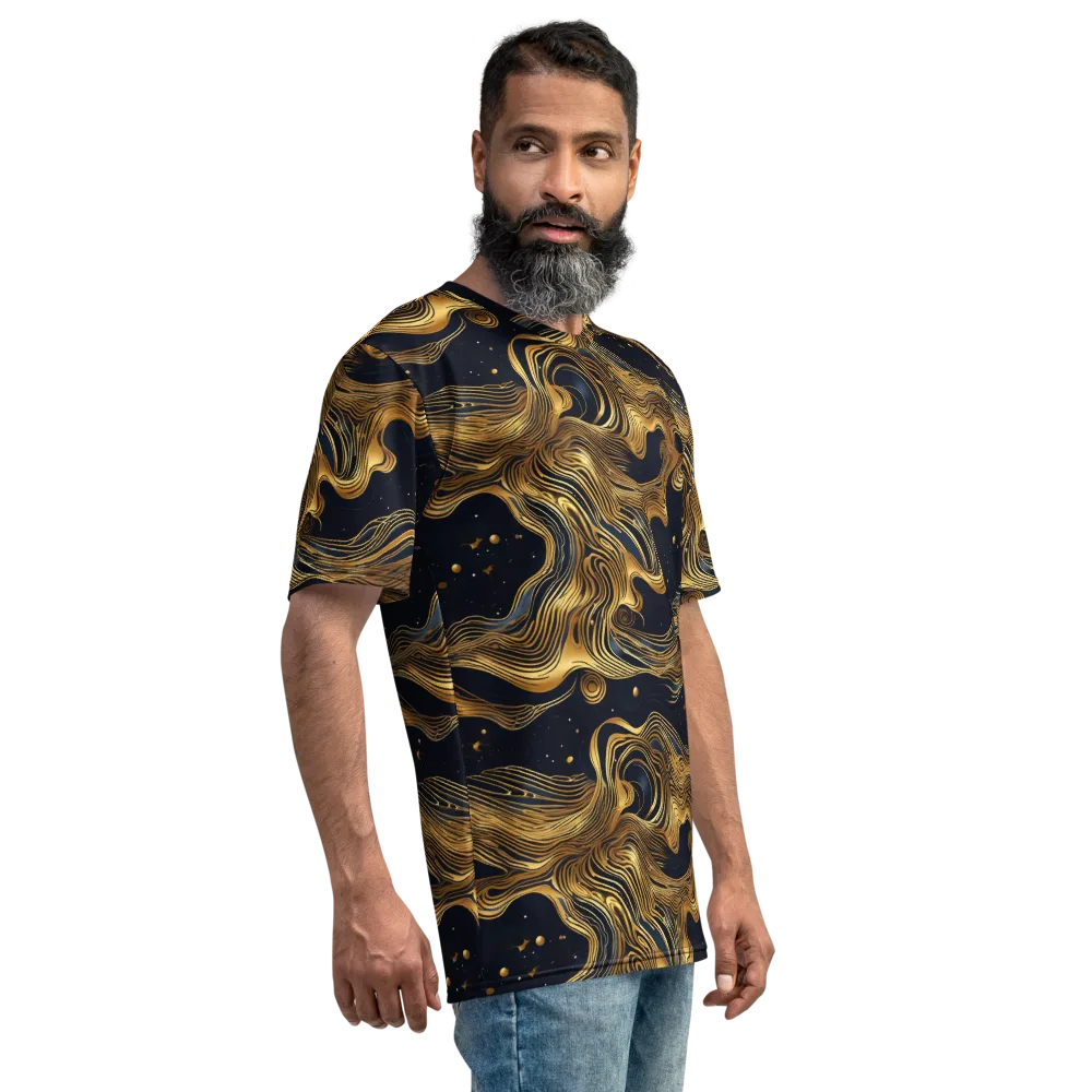 Midnight Goldflow on Men's Crew Neck T-Shirt — Right