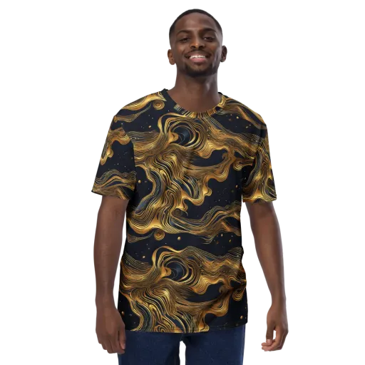 Midnight Goldflow on a Men's Crew Neck T-Shirt
