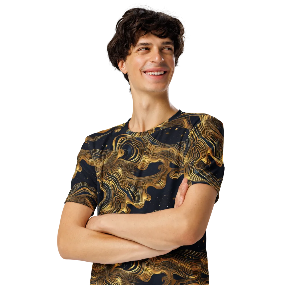 Midnight Goldflow on Men's Crew Neck T-Shirt — Left Front