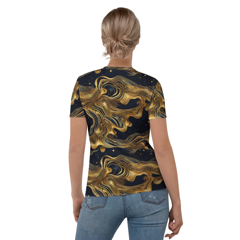 Midnight Goldflow on Women's Crew Neck T-Shirt — Back