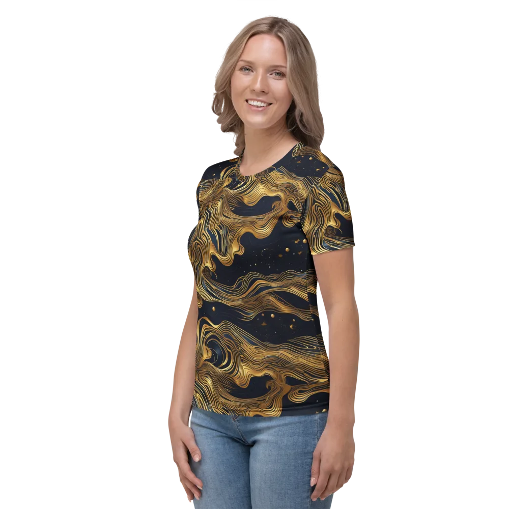 Midnight Goldflow on Women's Crew Neck T-Shirt — Left