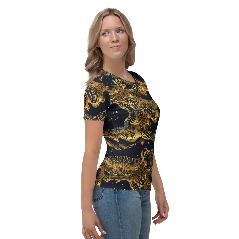 Midnight Goldflow on Women's Crew Neck T-Shirt — Right