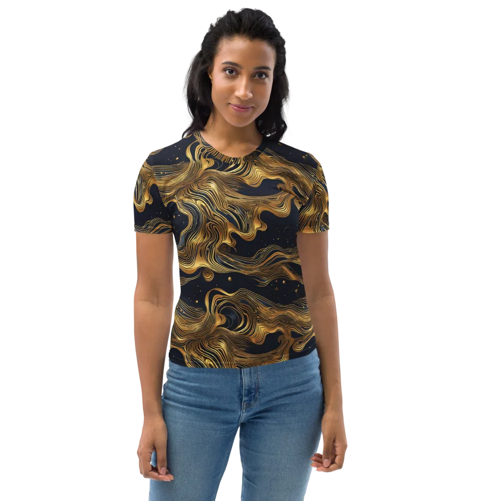 Midnight Goldflow on Women's Crew Neck T-Shirt — Front