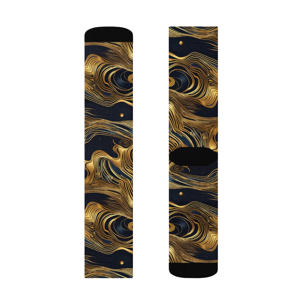 Midnight Goldflow on Socks — Left Sock