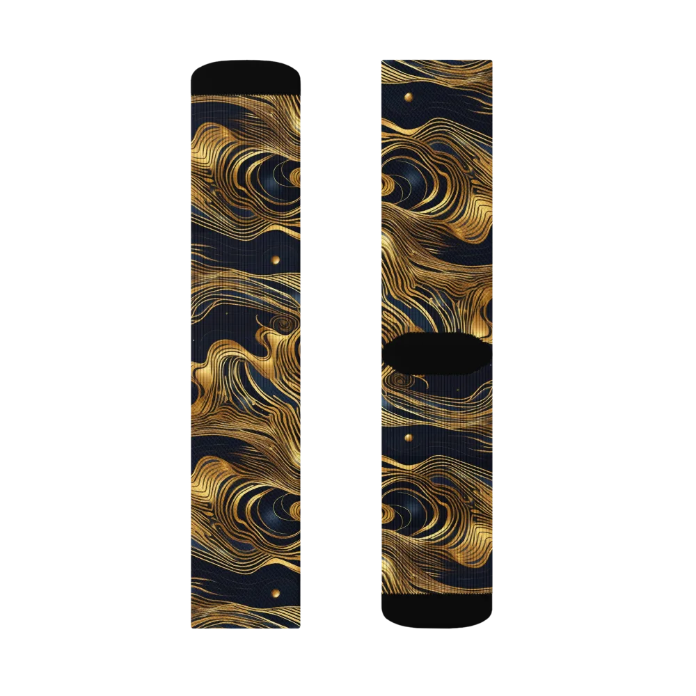 Midnight Goldflow on Socks — Right Sock