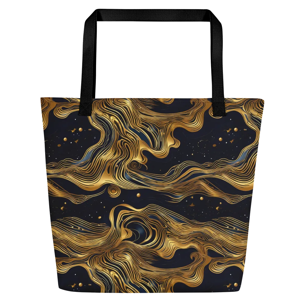 Midnight Goldflow on Large Tote Bag W/ Pocket — Front
