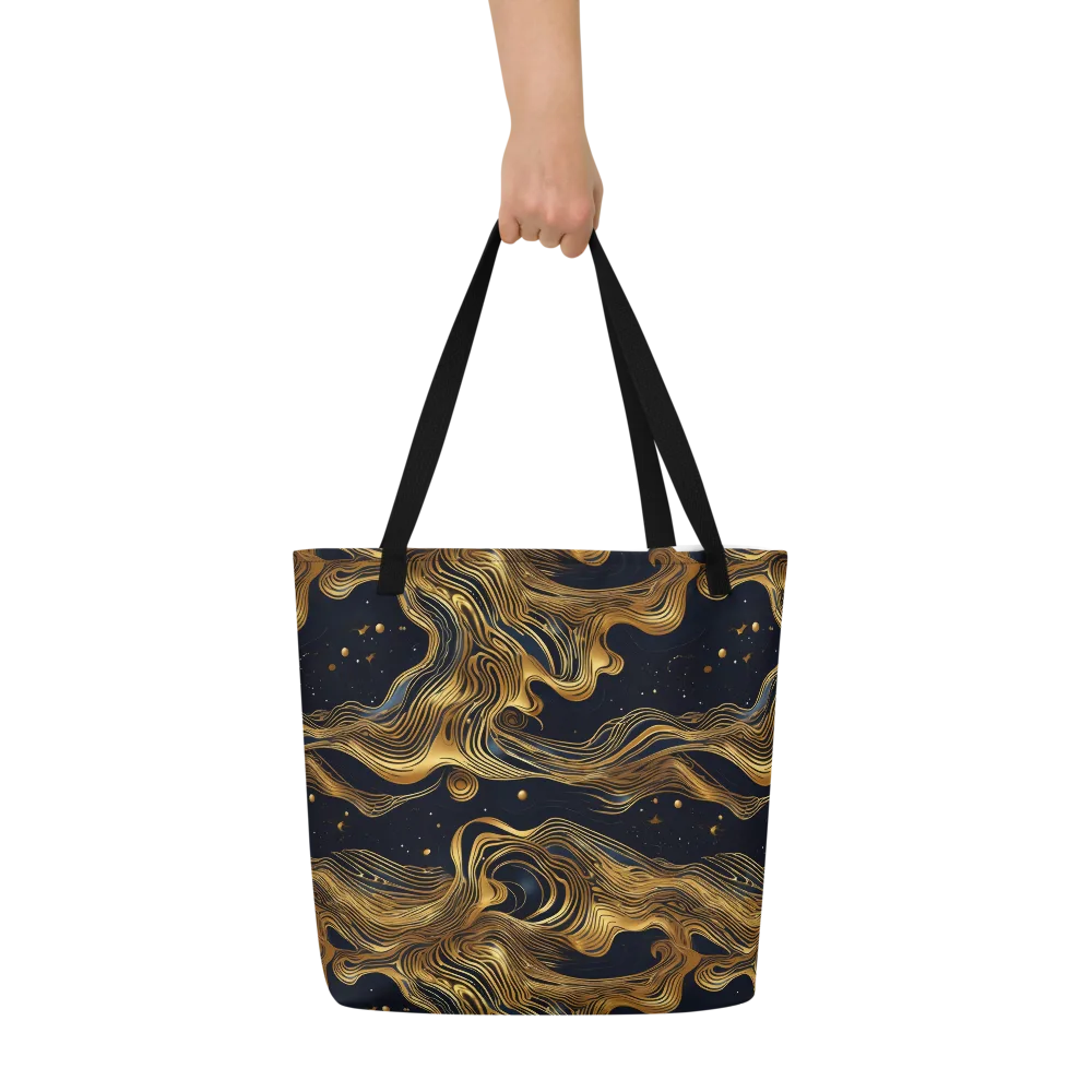Midnight Goldflow on Large Tote Bag W/ Pocket — Front