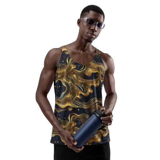 Midnight Goldflow on a Men's Tank Top
