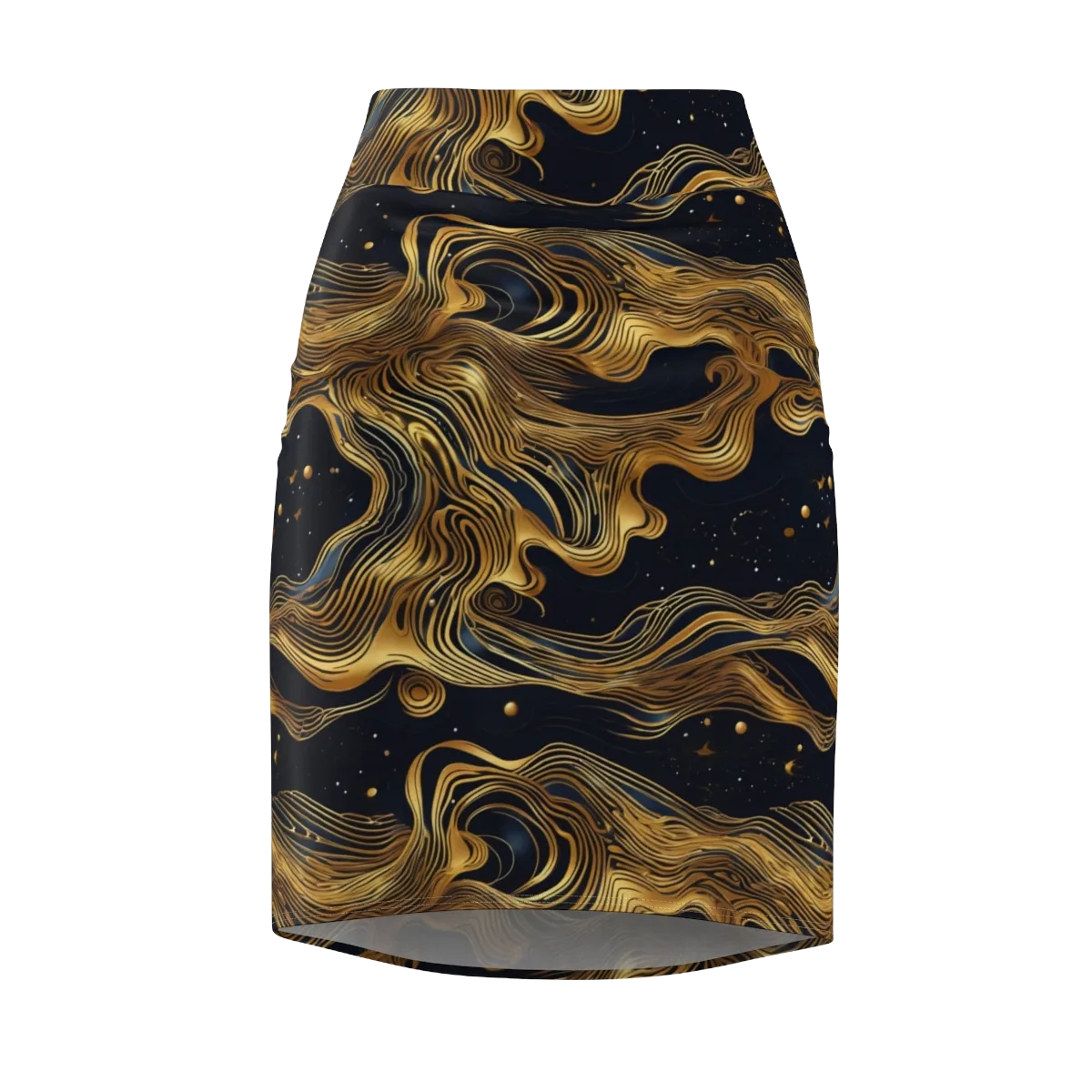 Midnight Goldflow on Pencil Skirt — Front