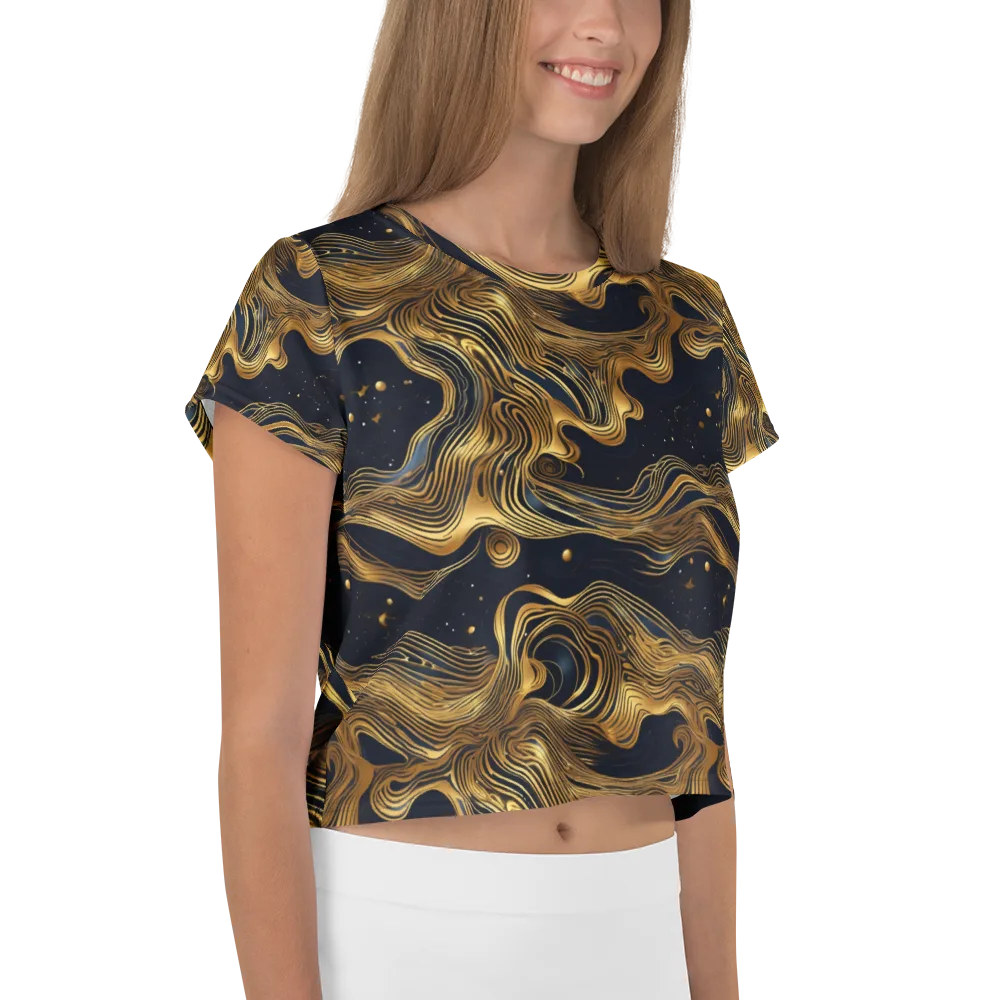 Midnight Goldflow on Crop Tee — Right