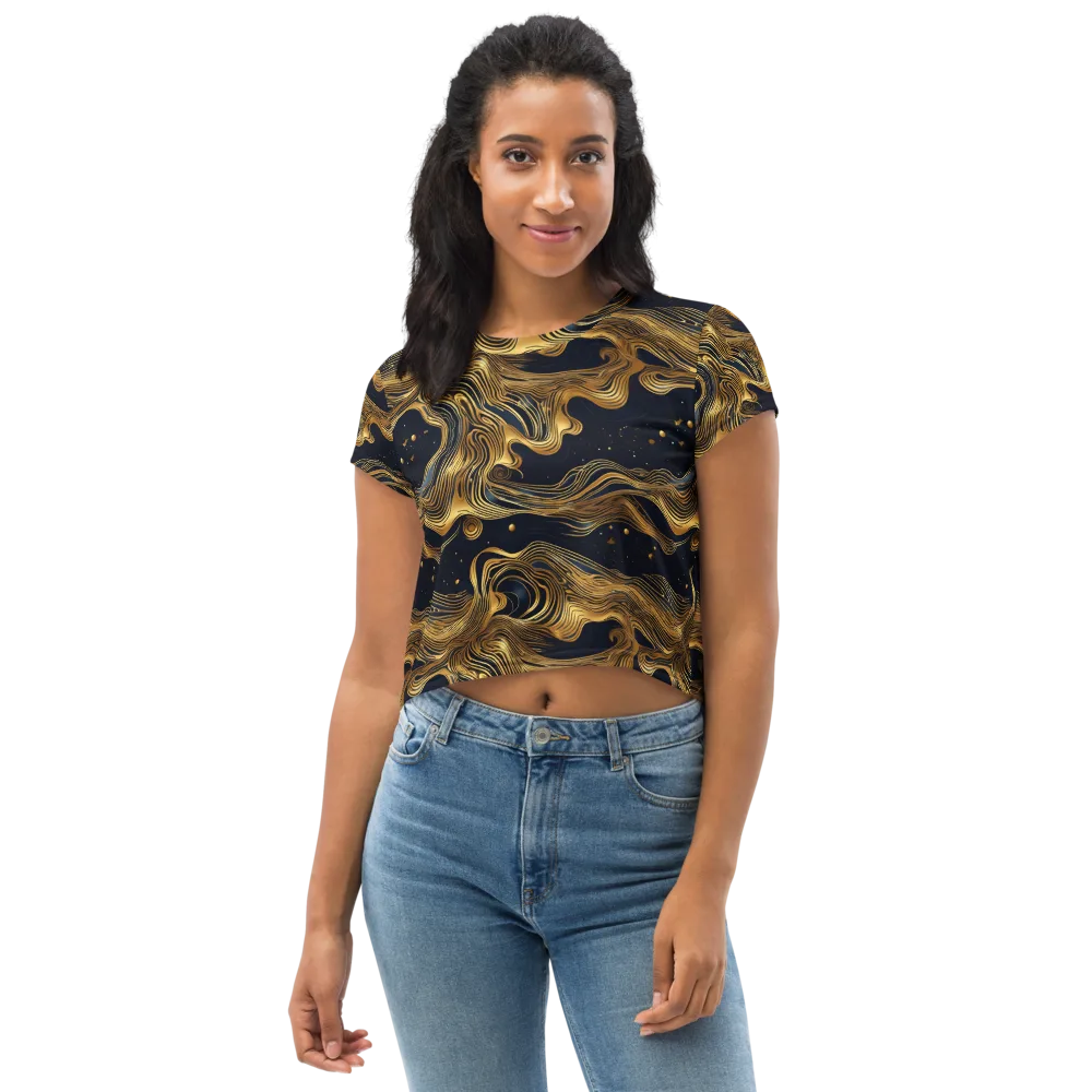 Midnight Goldflow on Crop Tee — Front