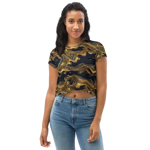 Midnight Goldflow on a Crop Tee