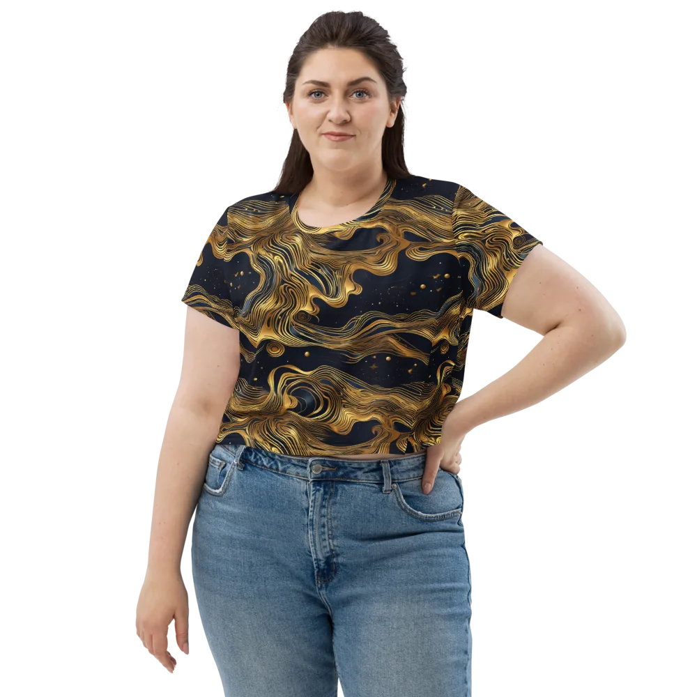 Midnight Goldflow on Crop Tee — Front