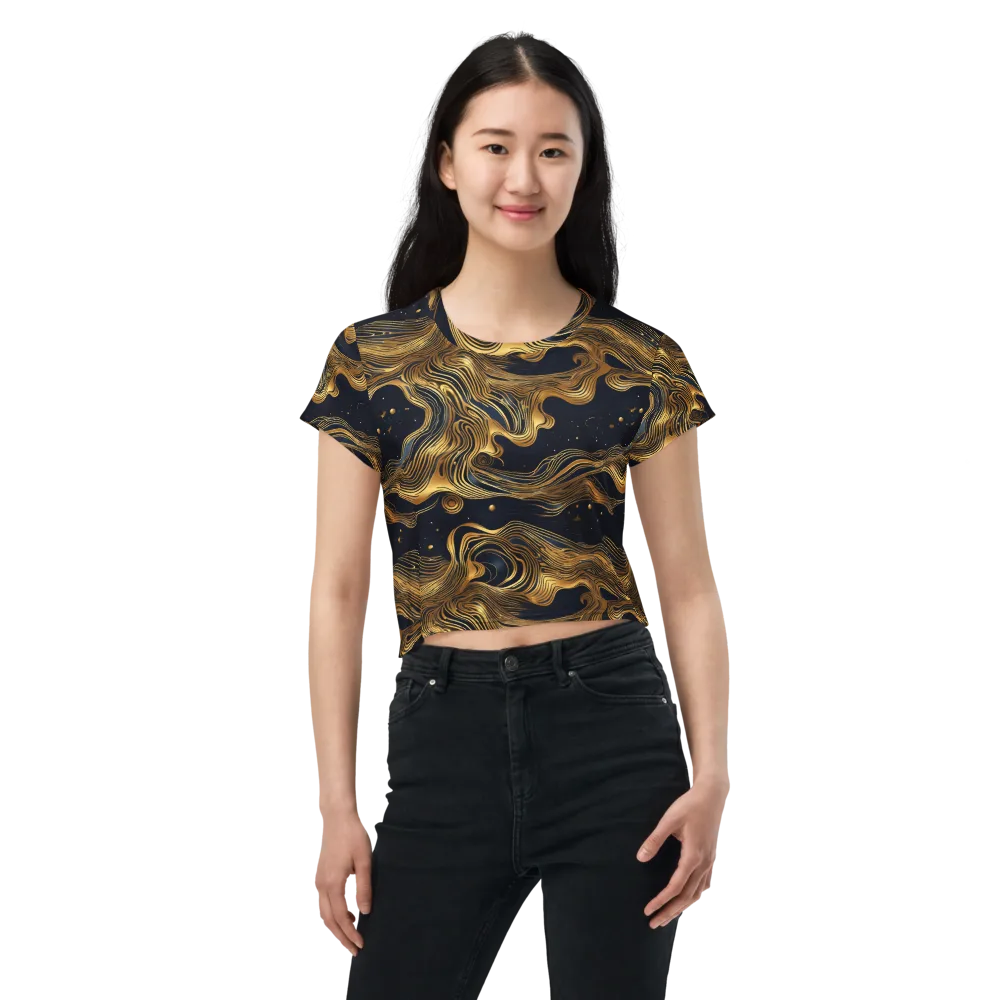 Midnight Goldflow on Crop Tee — Front