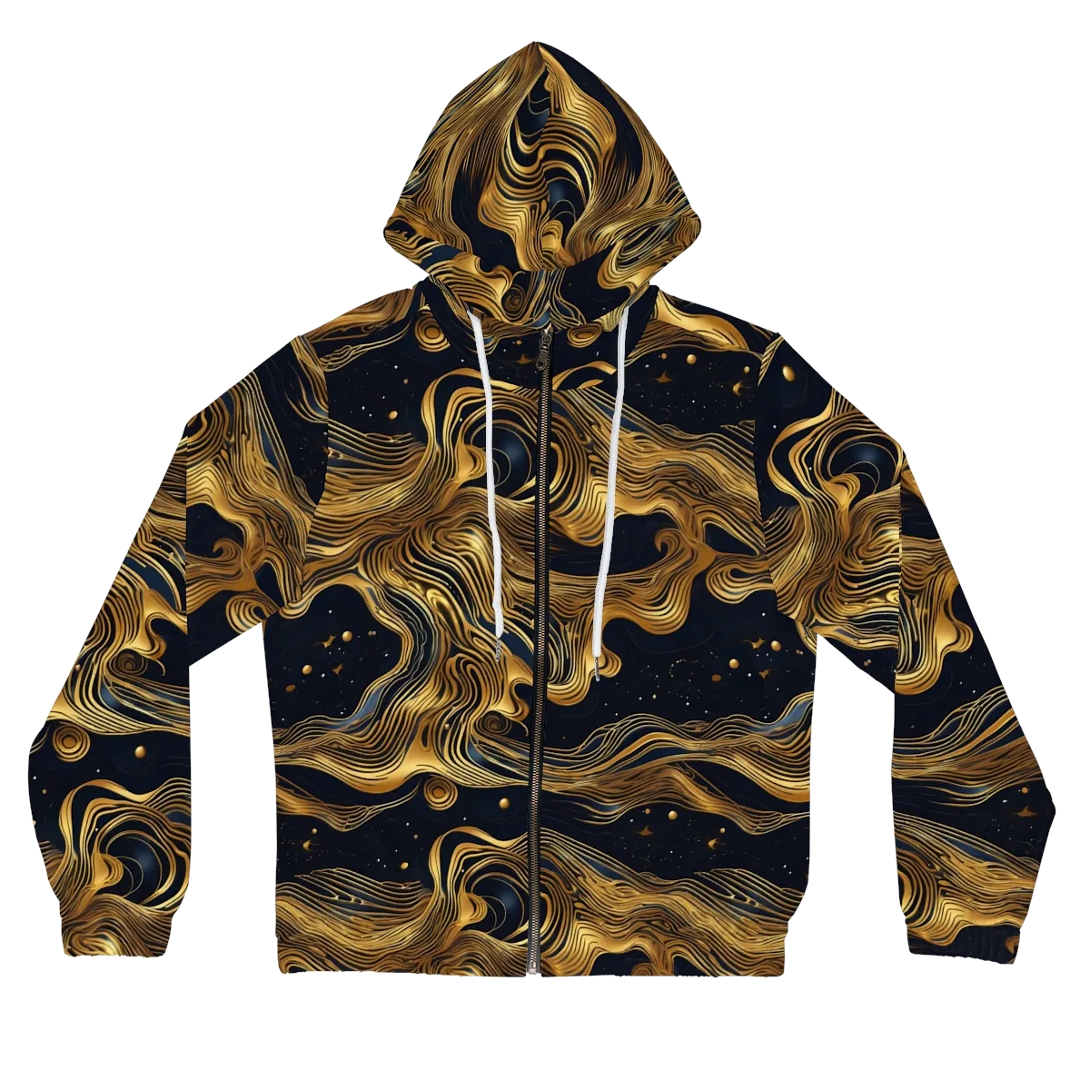 Midnight Goldflow on Women's Full-Zip Hoodie — Front