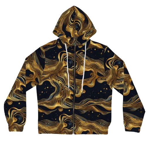 Midnight Goldflow on a Women's Full-Zip Hoodie