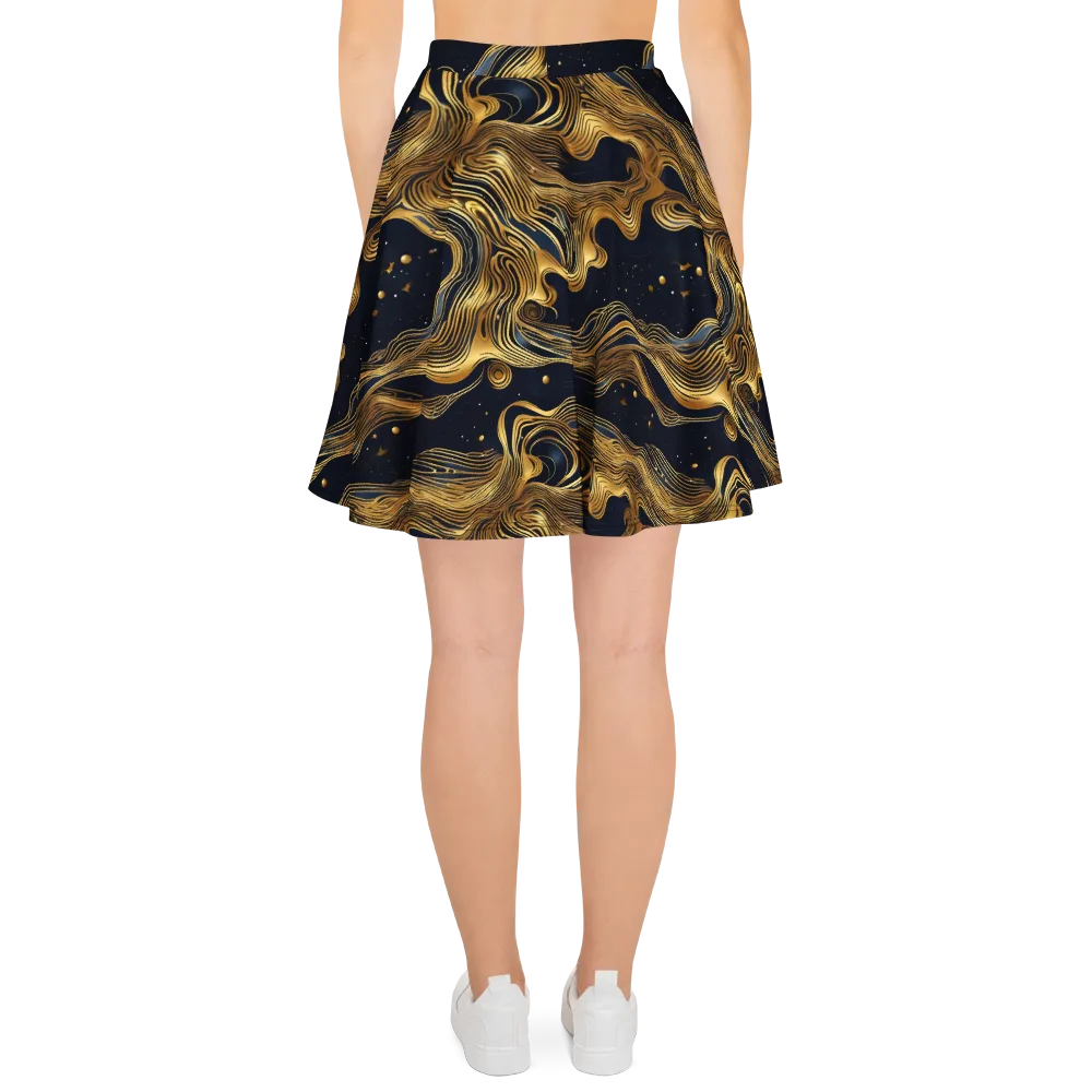 Midnight Goldflow on Skater Skirt — Back