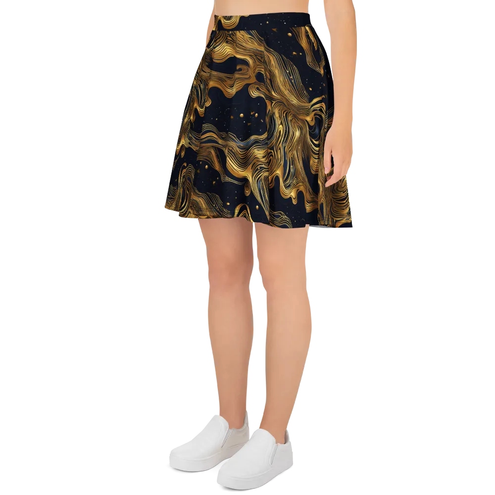 Midnight Goldflow on Skater Skirt — Left