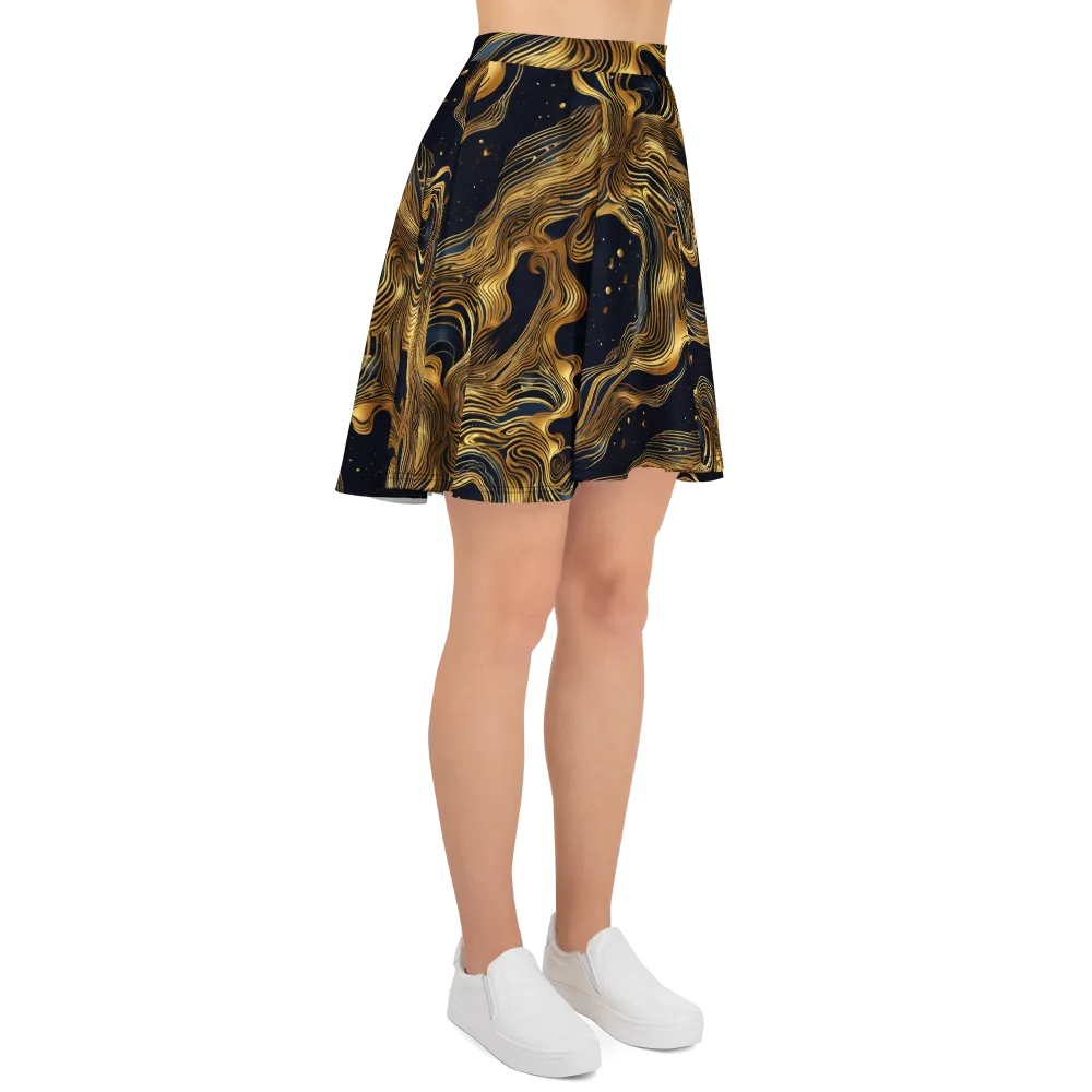 Midnight Goldflow on Skater Skirt — Right