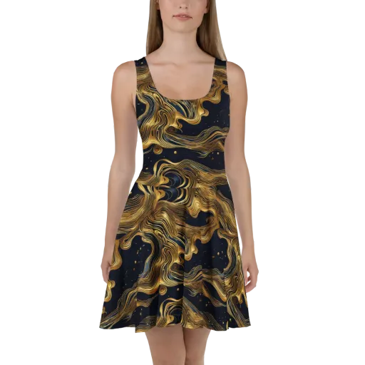 Midnight Goldflow on a Skater Dress