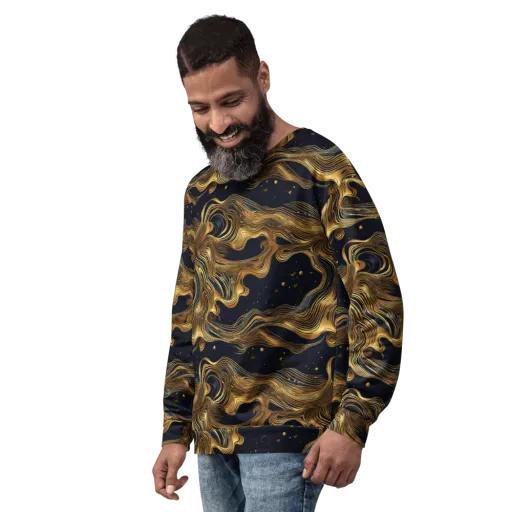 Midnight Goldflow on a Sweatshirt