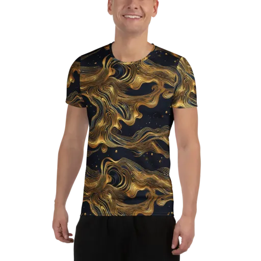 Midnight Goldflow on a Men's Athletic T-Shirt