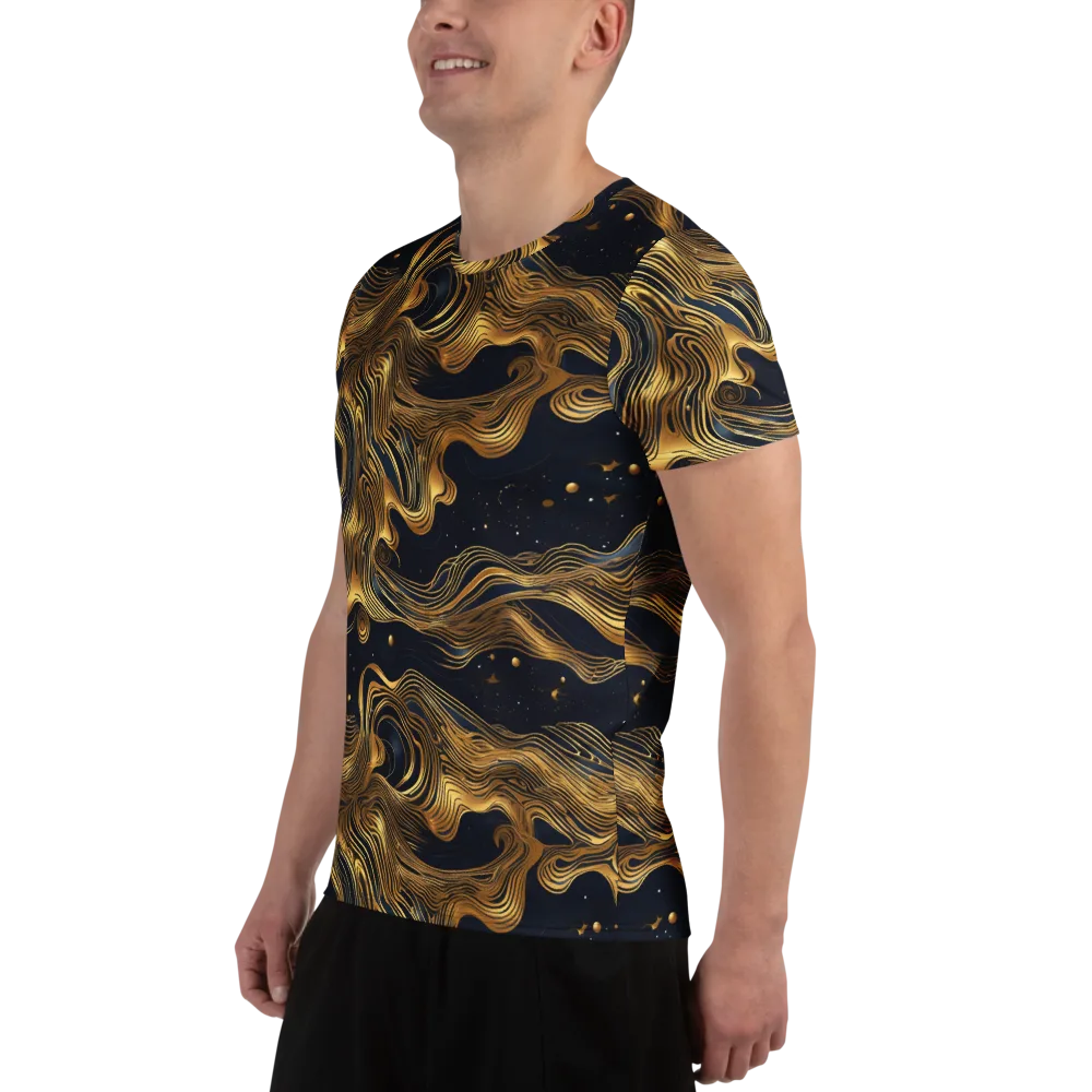 Midnight Goldflow on Men's Athletic T-Shirt — Left