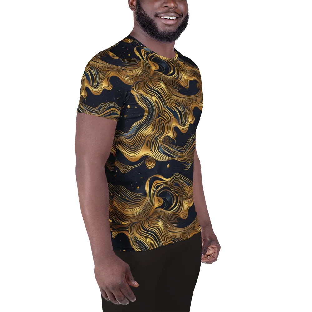 Midnight Goldflow on Men's Athletic T-Shirt — Right
