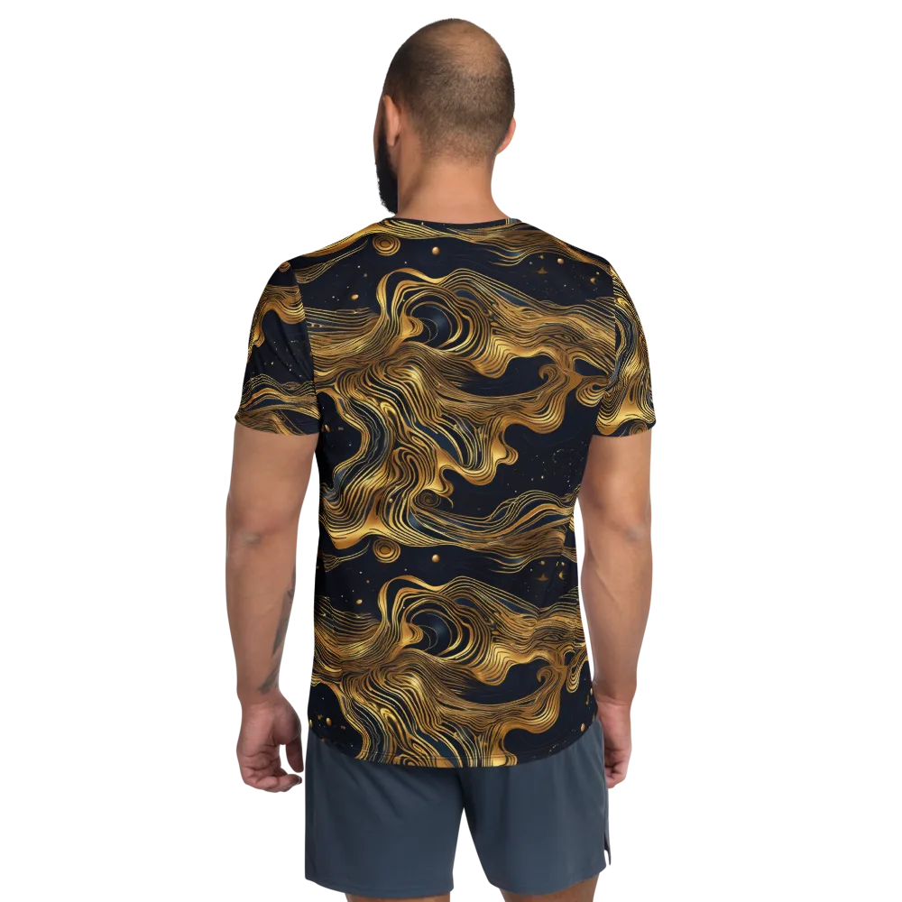 Midnight Goldflow on Men's Athletic T-Shirt — Back