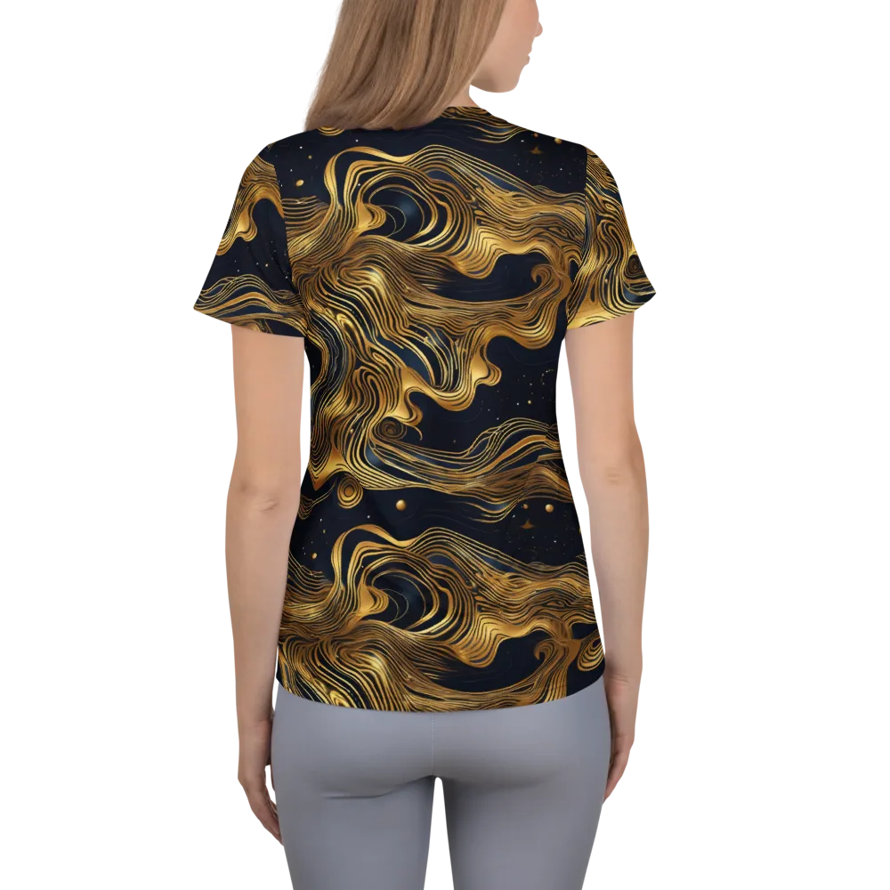 Midnight Goldflow on Women's Athletic T-Shirt — Back