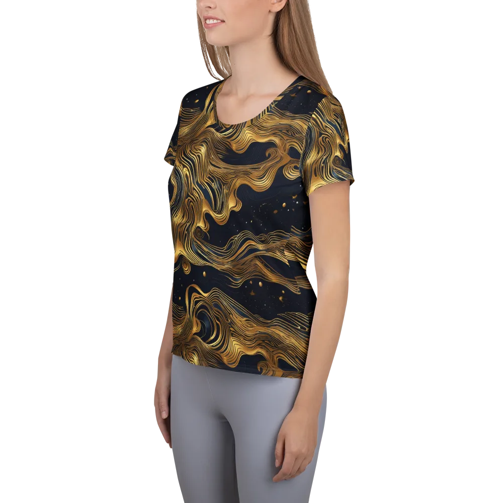Midnight Goldflow on Women's Athletic T-Shirt — Left