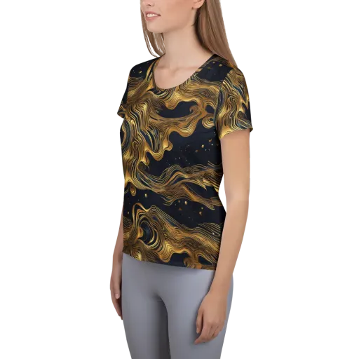 Midnight Goldflow on a Women's Athletic T-Shirt