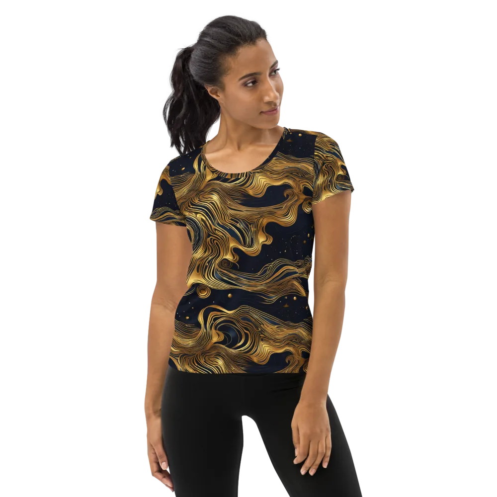 Midnight Goldflow on Women's Athletic T-Shirt — Front