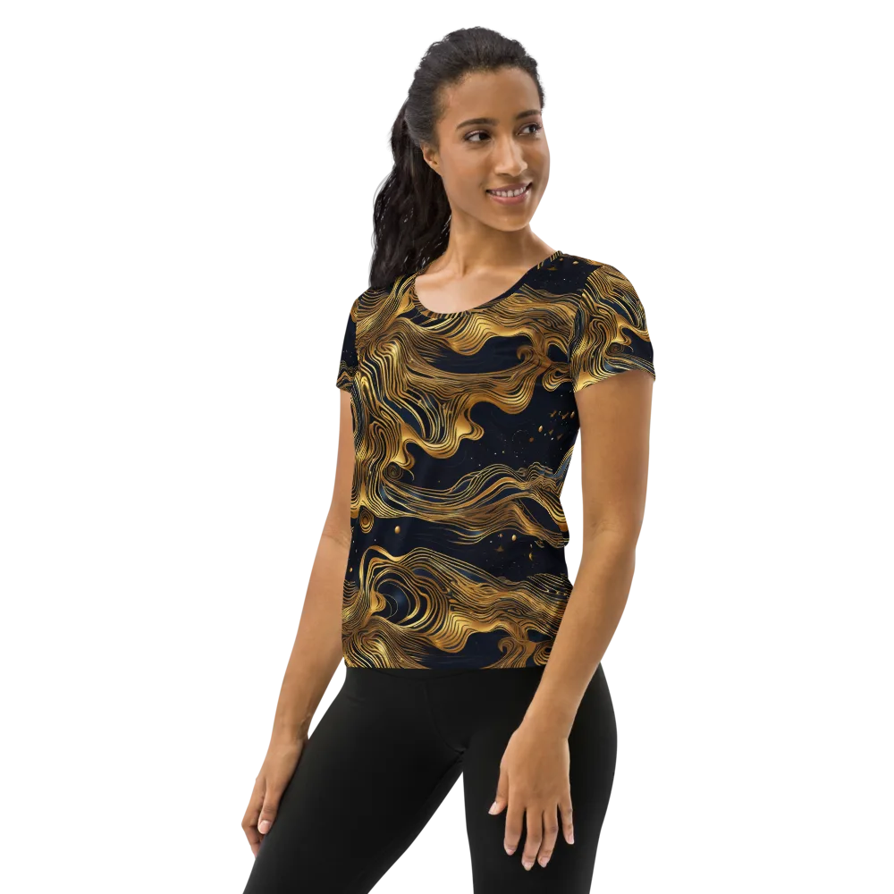 Midnight Goldflow on Women's Athletic T-Shirt — Left
