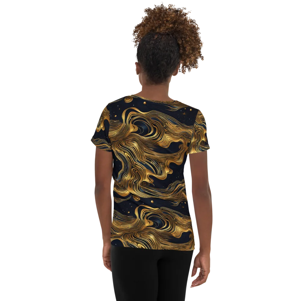 Midnight Goldflow on Women's Athletic T-Shirt — Back