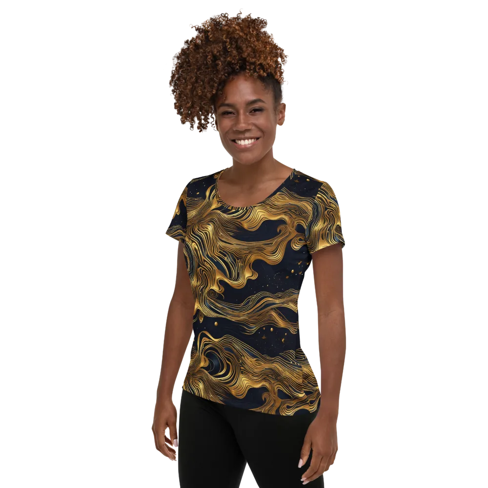 Midnight Goldflow on Women's Athletic T-Shirt — Left
