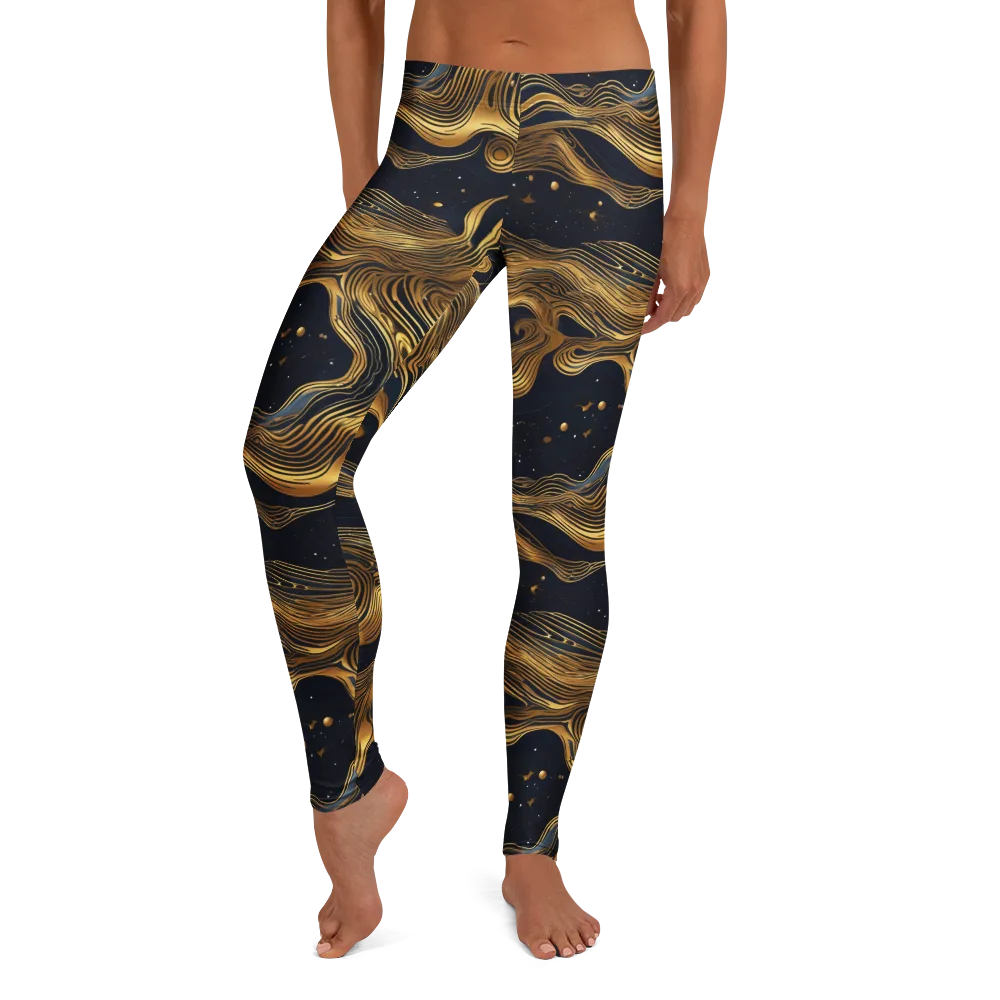 Midnight Goldflow on Leggings — Front
