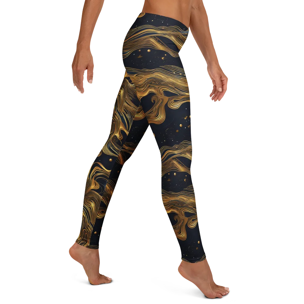Midnight Goldflow on Leggings — Right