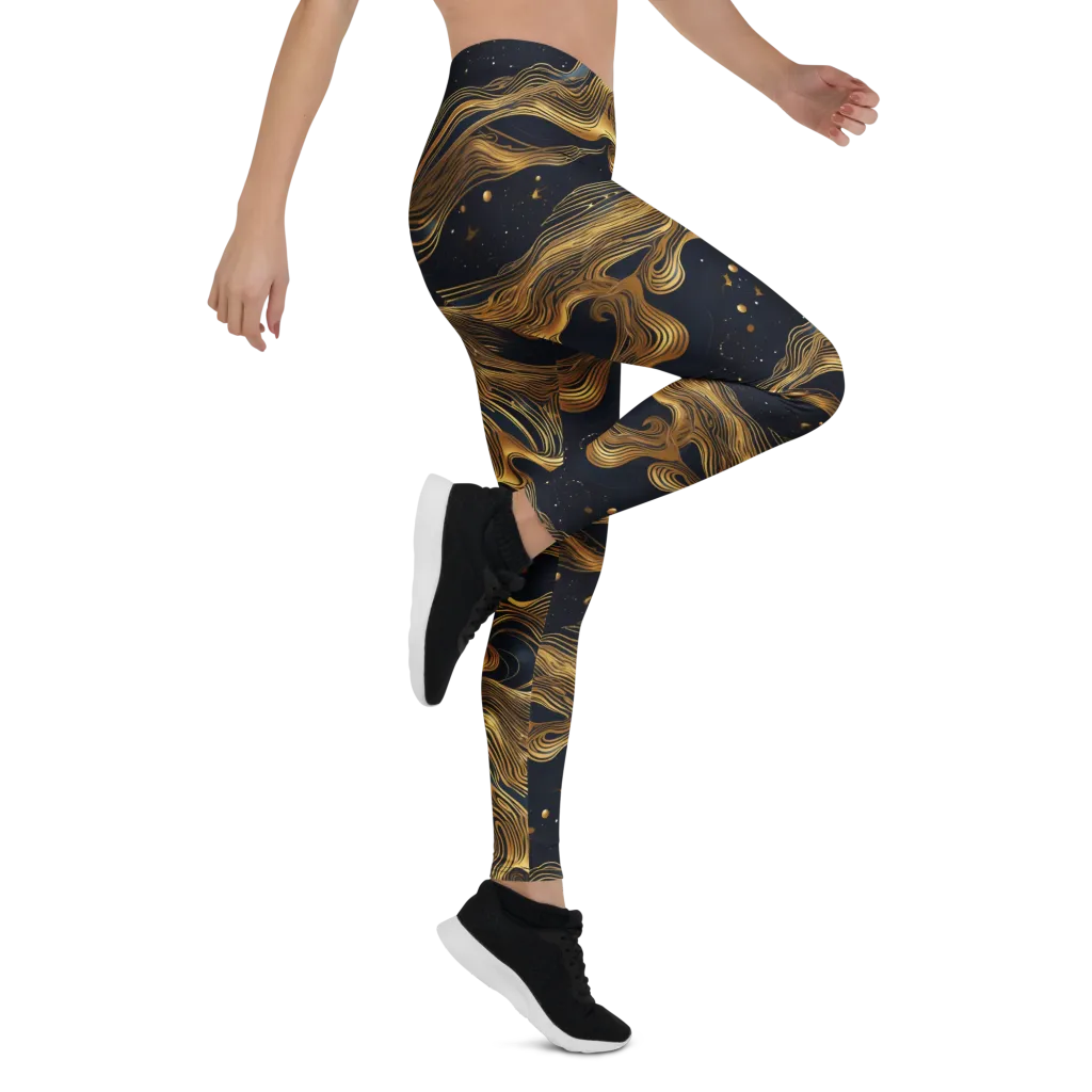 Midnight Goldflow on Leggings — Right