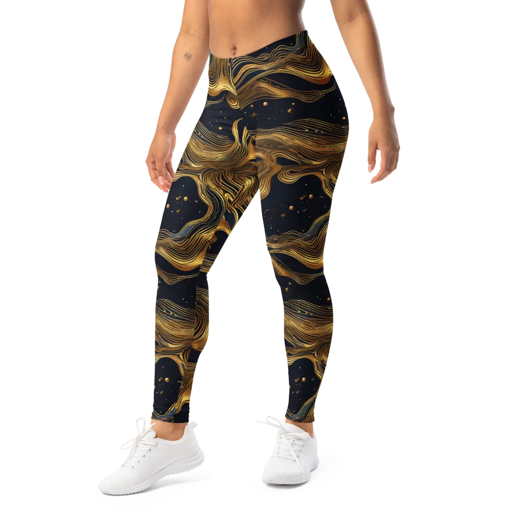 Midnight Goldflow on Leggings — Left Front