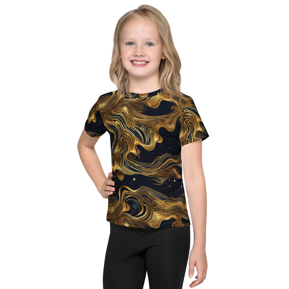 Midnight Goldflow on Kids Crew Neck T-Shirt — Front