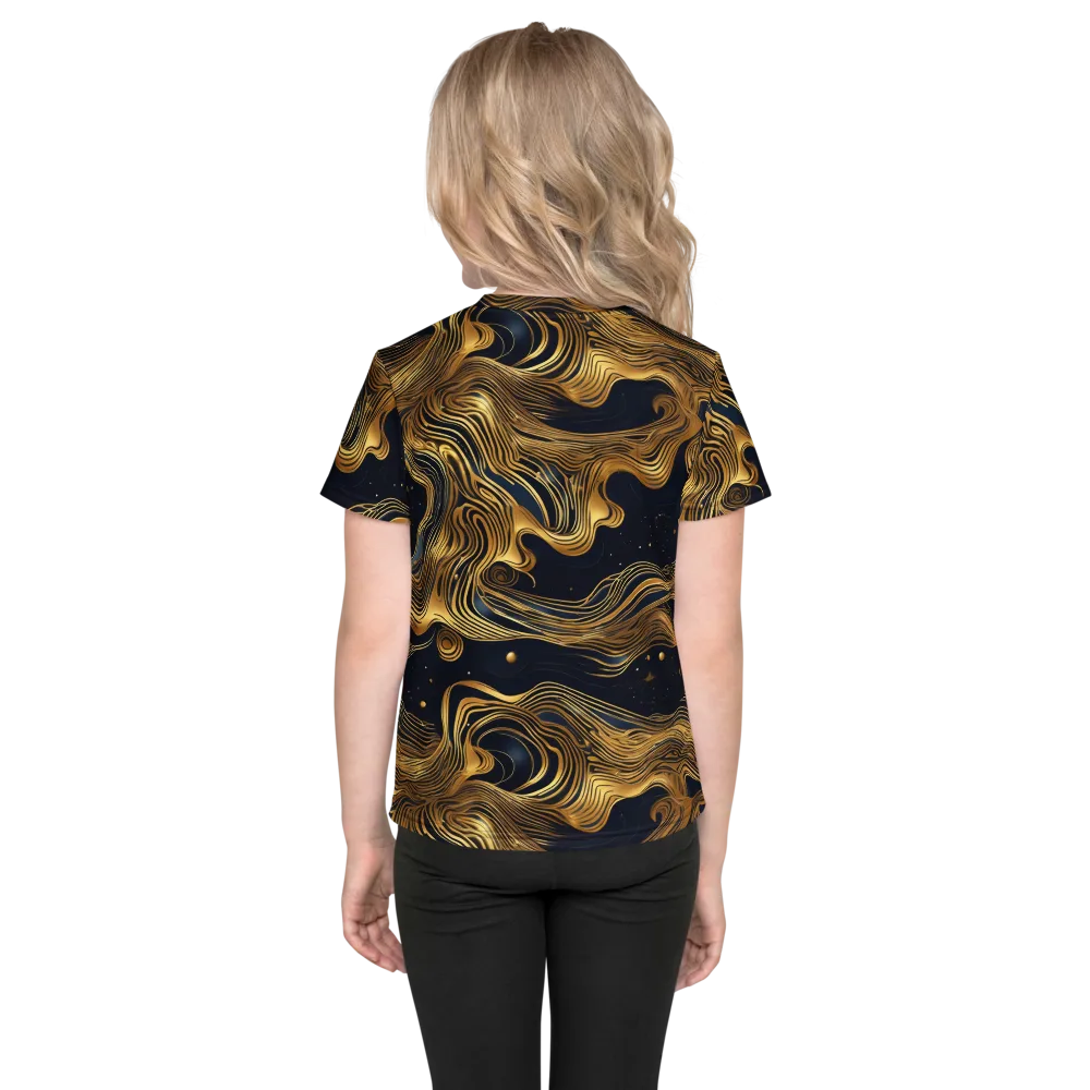 Midnight Goldflow on Kids Crew Neck T-Shirt — Back